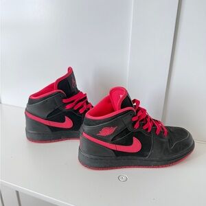 Nike Black and Pink Mid-Top Sneakers